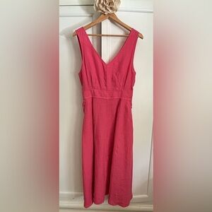 Joie Pink A-Line Midi Dress V-Neck Sleeveless